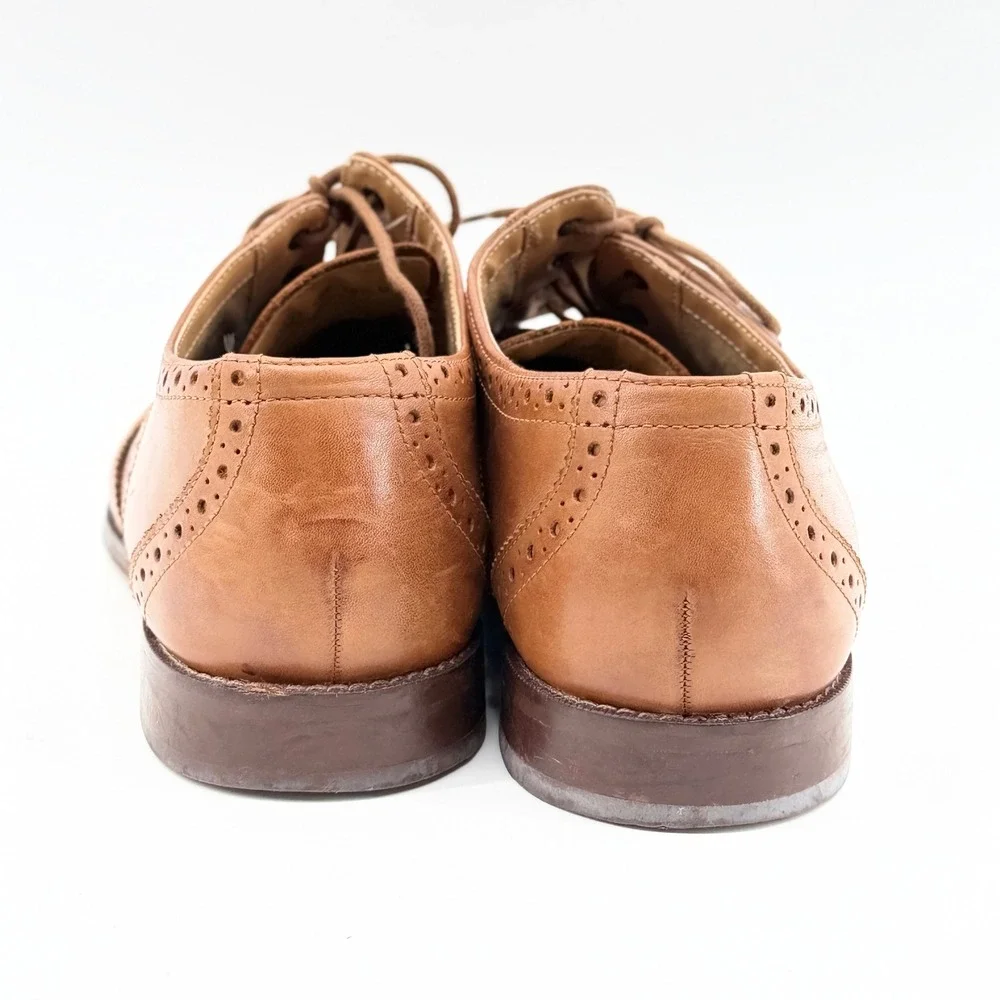 Florsheim Mens 11737 257 Tan Leather Wingtip Brogue Oxford Shoes 10.5 D